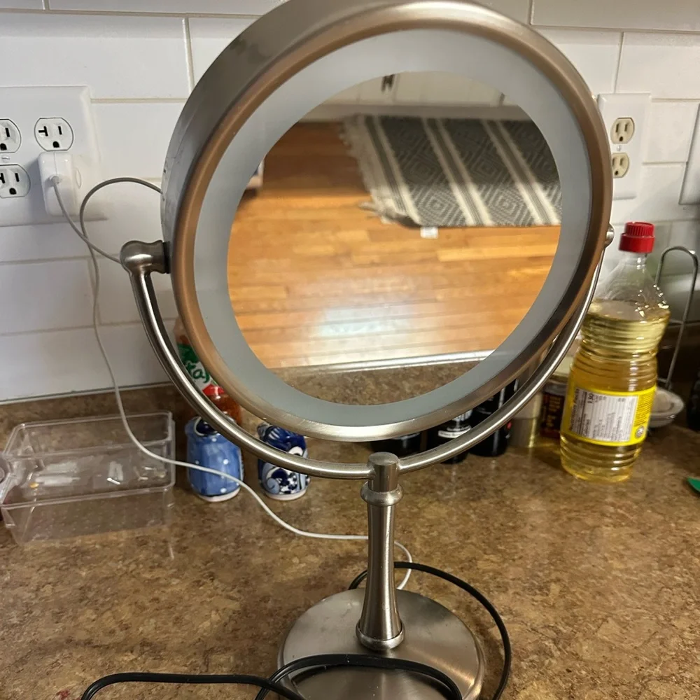Brushed Nickel Vanity Mirror with LED Light